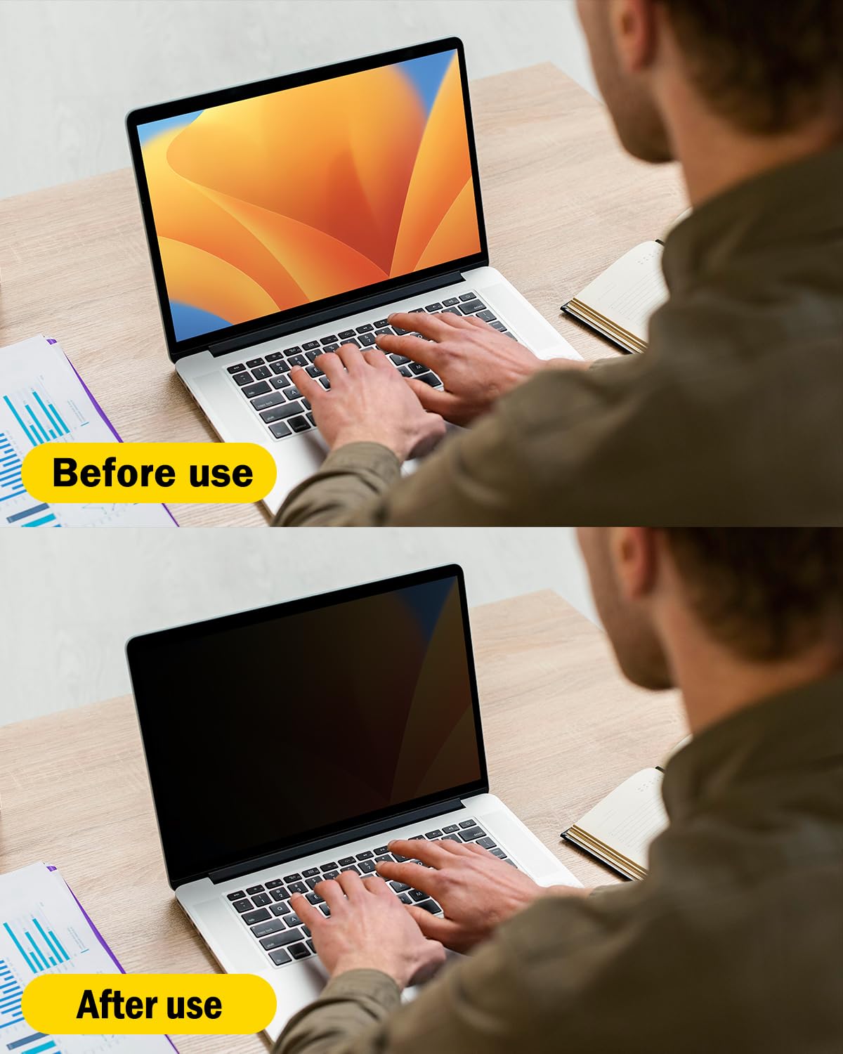 F FORITO 360° Privacy Screen Protector Compatible with MacBook Pro 13 inch (2016, 2017, 2018, 2019, 2020, 2021, 2022, M1, M2), Anti Peeping, Anti