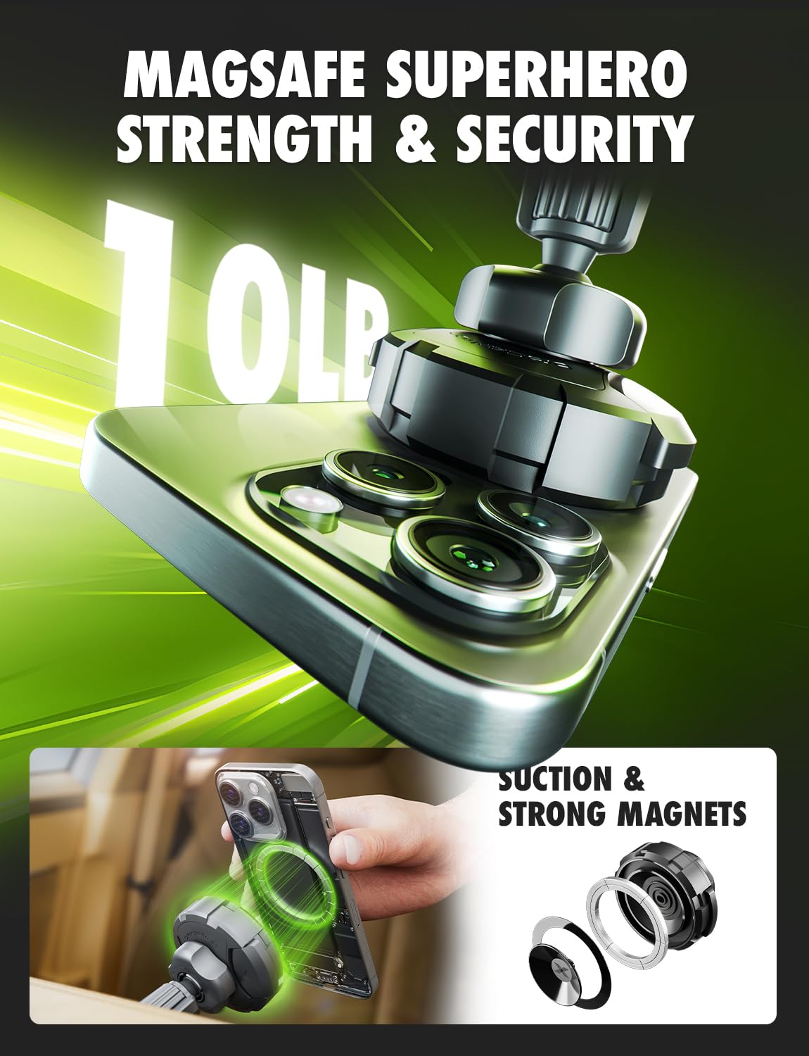 Bracketron Magnetic Car Mount for Cell Phone, MagAlign Max Car Vent Phone Mount?Strongest Magnetic+ Suction?, Vent Phone Mount for Car for iPhone 17
