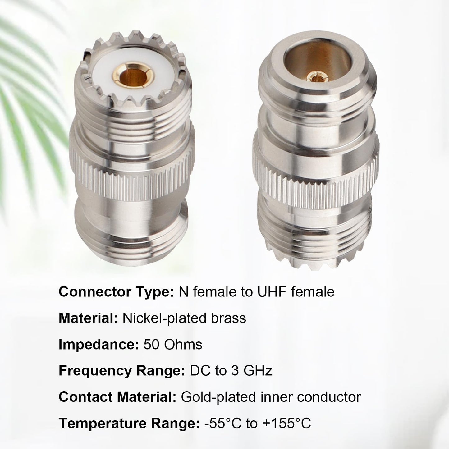 XRDS -RF N Female to UHF Female RF Coaxial Adapter, 2-Pack - N to SO-239 Nickel-Plated Brass Connector for RF Applications