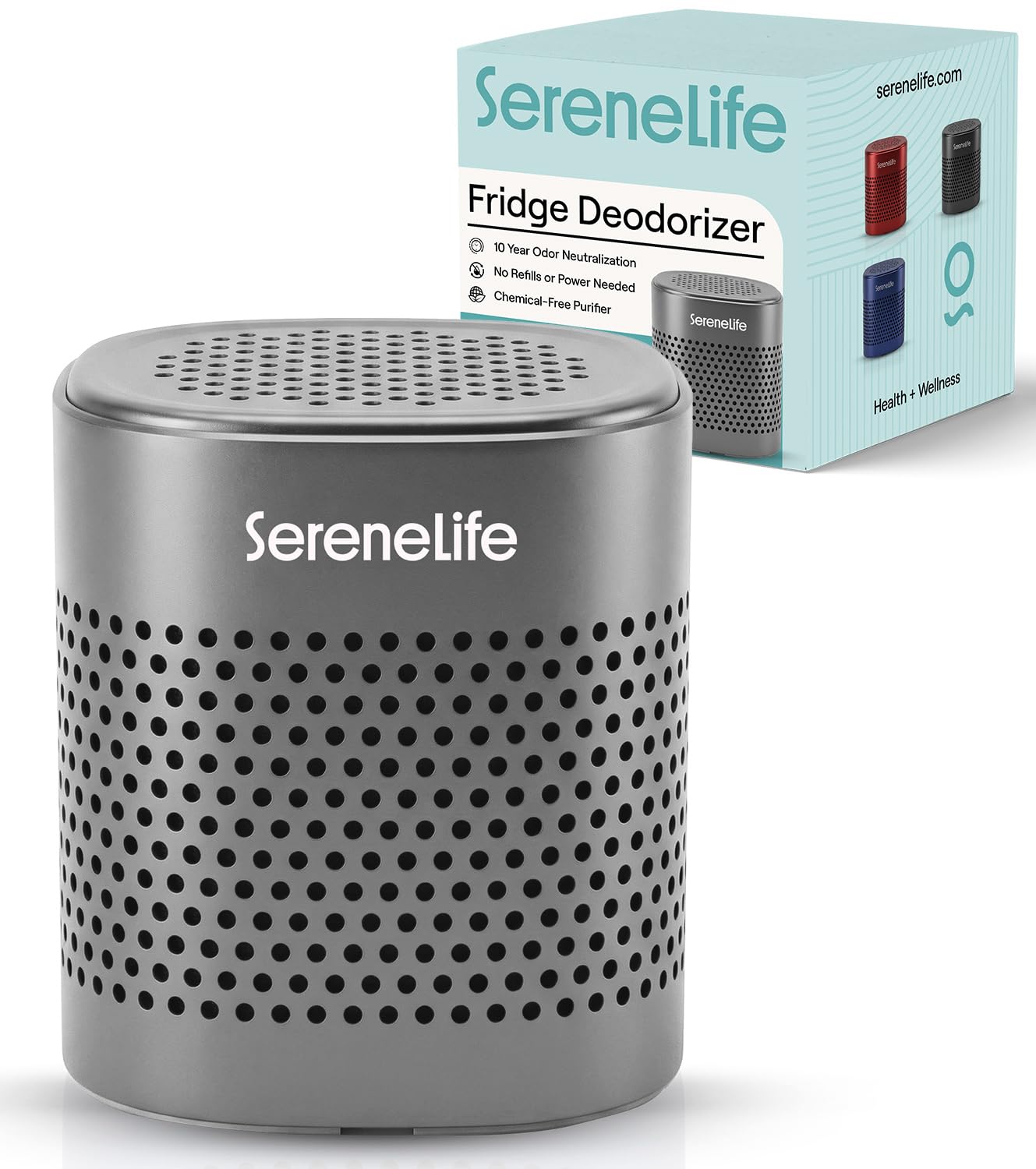 SereneLife Fridge Deodorizer & Odor Eliminator, Multi-Use Refrigerator Deodorizer Aluminum Pod for Freezer, Closet, Car, Shoes & Enclosed Spaces