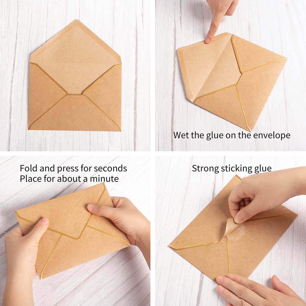 50 Pack A7 Envelopes Brown 5 x 7 with Gold Border