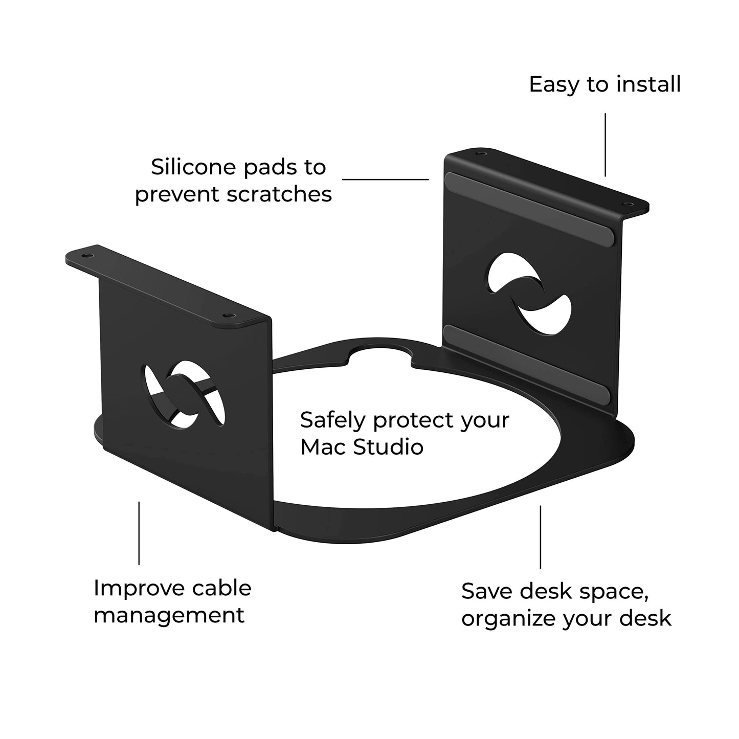 HumanCentric Under Desk Mount Compatible with Mac Studio, Mounting Stand Bracket for M4 M3 M2 M1, Heat Dissipation, Anti-Scratch, Secure or Hide with