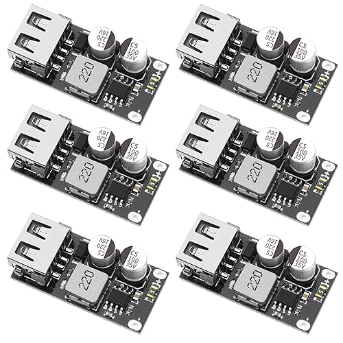 V TELESKY 6 Pcs USB Buck Power Supply Module DC-DC Fast Charging Power Board, 6V12V24V32V to 5V QC3.0 Charging Circuit Board for iPhone Huawei…