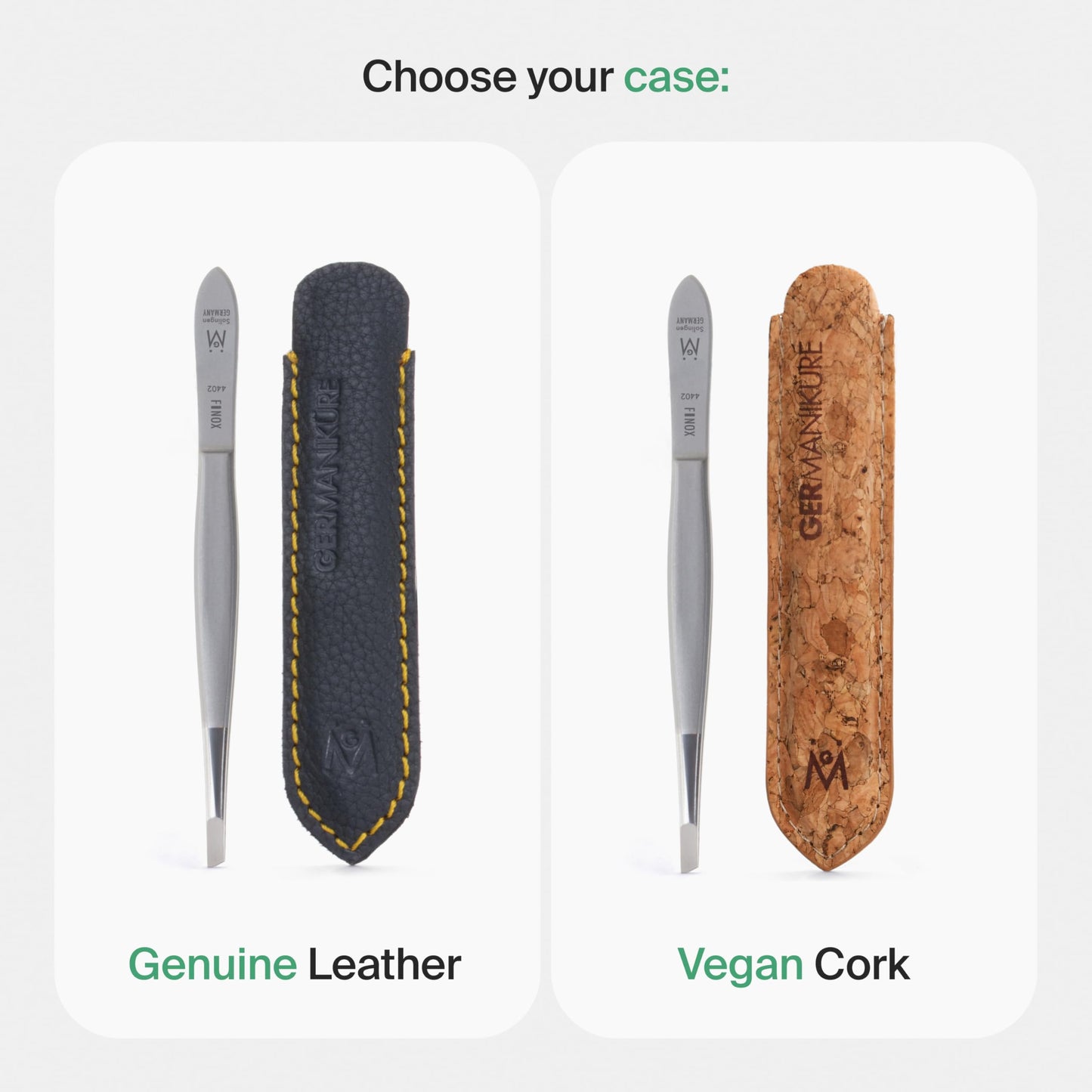 GERMANIKURE Slanted Tweezers in Leather Case - Made in Solingen Germany