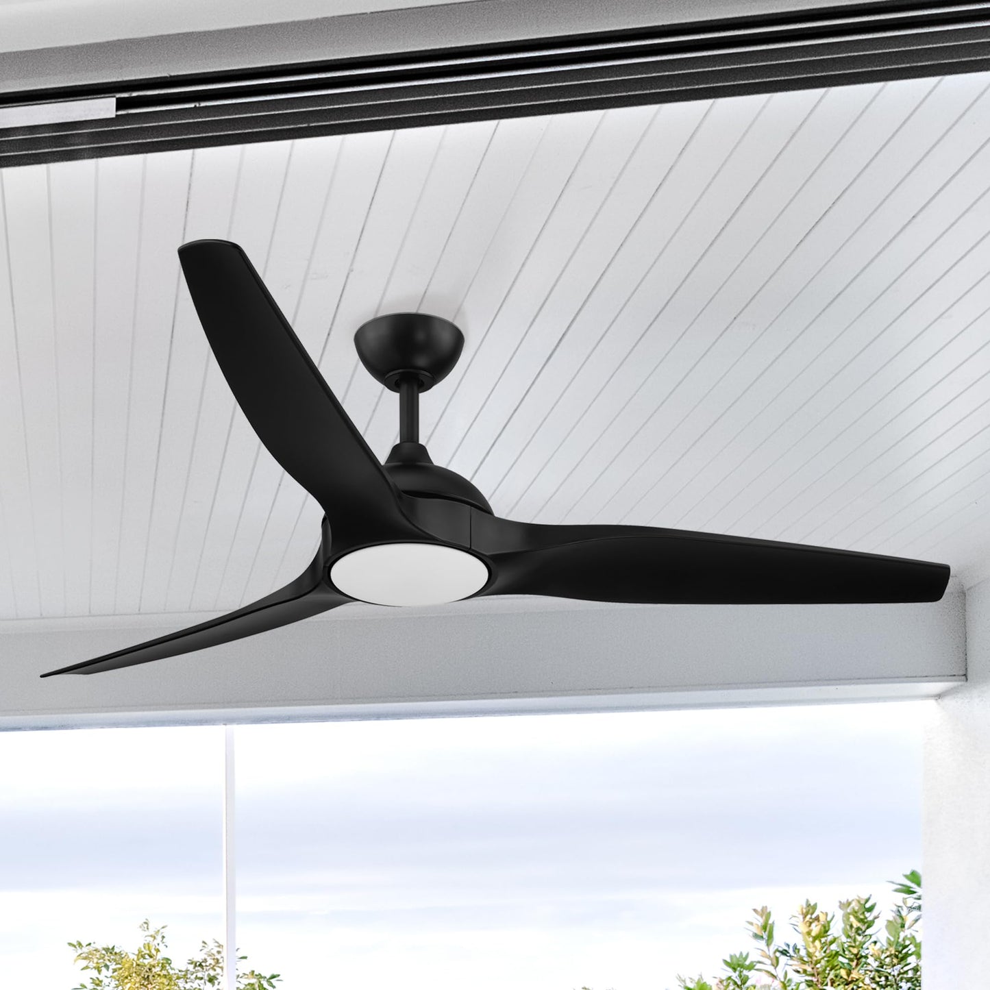 DESIGNERS FOUNTAIN Arcas Ceiling Fan with Lights, 60 Inch LED Light Indoor Outdoor 3-Blade Fan, Remote Control, RGB, Matte Black, FR-ARC60RGB-MB