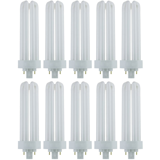 Sunlite CFL Plug-in PLT 4-Pin Triple Tube Light, 42 Watts, 4-Pin GX24q4 Base, 3200 Lumens, 3000K Warm White, 10 Pack
