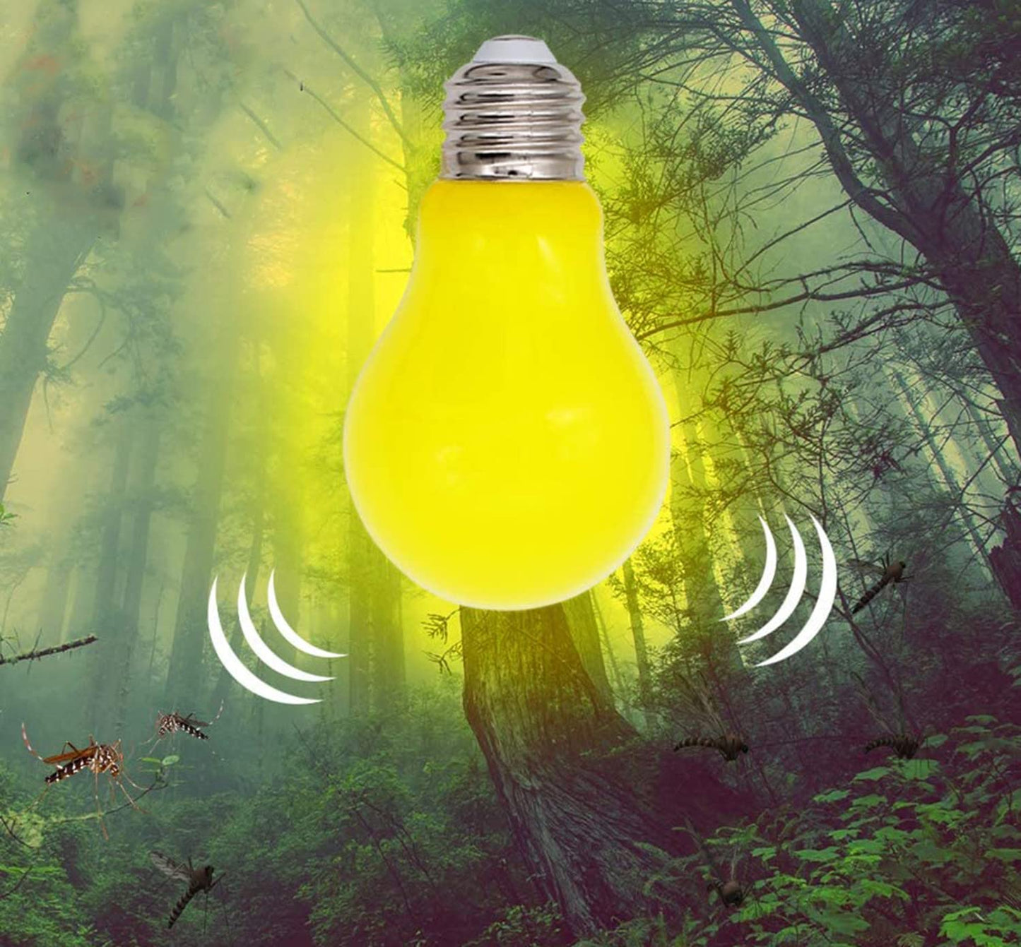 Qixivcom 4 Packs 3W A19 LED Bug Light Bulbs Yellow LED Bulbs E26 Outdoor Bug Light Bulb 25W Equivalent 2000K Amber Glow Bug Light Bulb Night Light