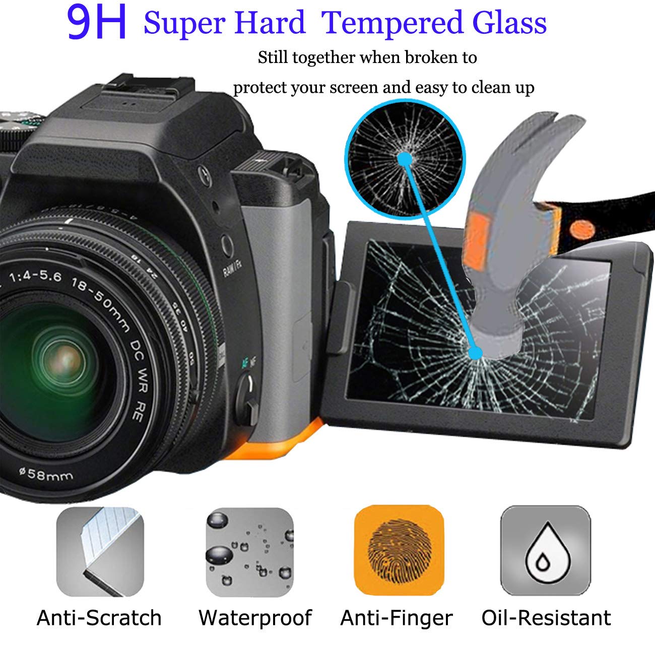 Debous Screen Protector for Canon EOS 1DX III, Tempered Glass 0.3mm 9H Hard Protective Film (6pcs)