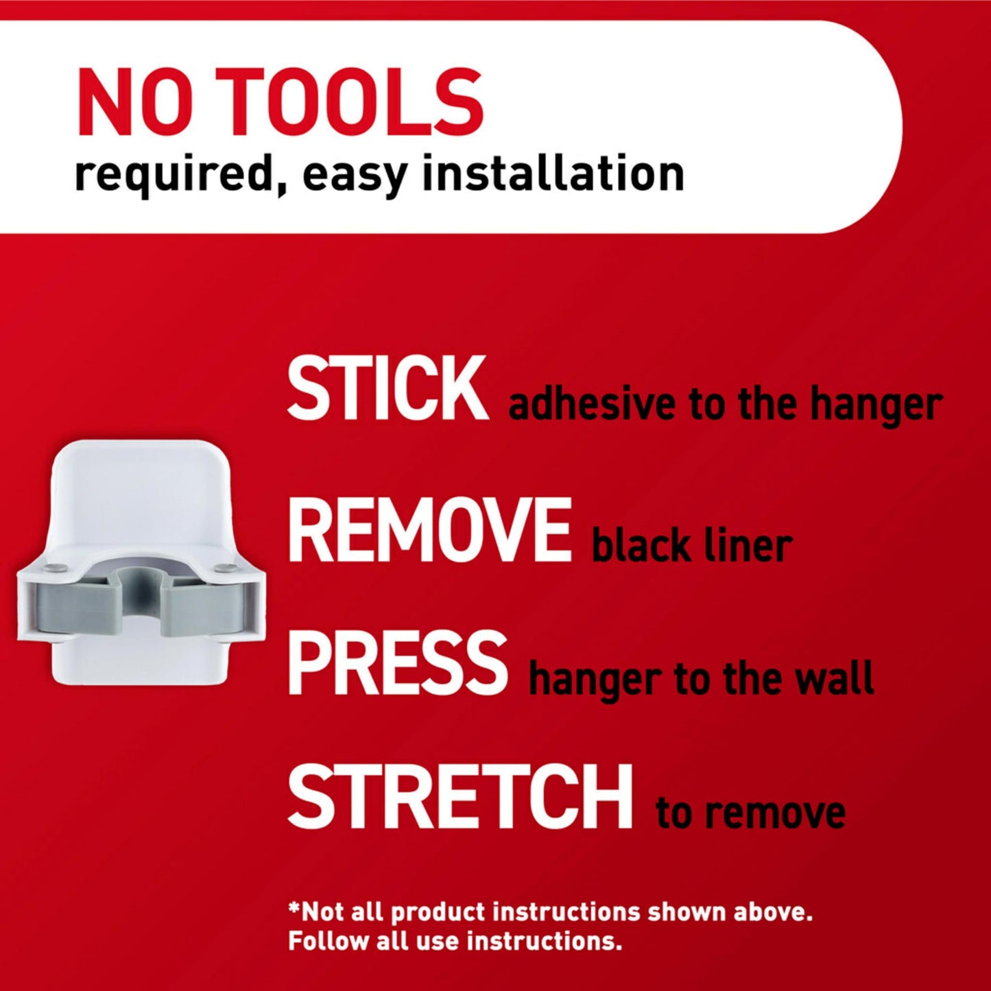 Command Broom & Mop Grippers, 2 Hangers with 4 Strips, Damage-Free Wall Mount Holder for Cleaning Tools, Organizing & Storage, Holds up to 4lb