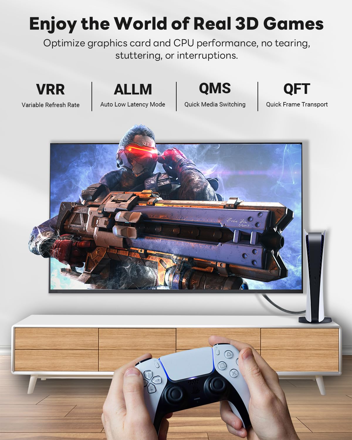 Yauhody 8K HDMI 2.1 Cable 10ft, Certified Ultra High Speed Heavy Duty Nylon Braided HDMI 2.1 Cord, 8K@60Hz, 10K, 4K@144Hz, 4K@120Hz, eARC, HDCP 2.2