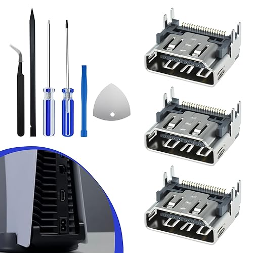 SATUY 3 Pcs HDMI Port Replacement for PS5, HDMI Port Socket Connector for Playstation 5, HDMI Socket Jack Interface Connector Repair Tool Kit for PS5