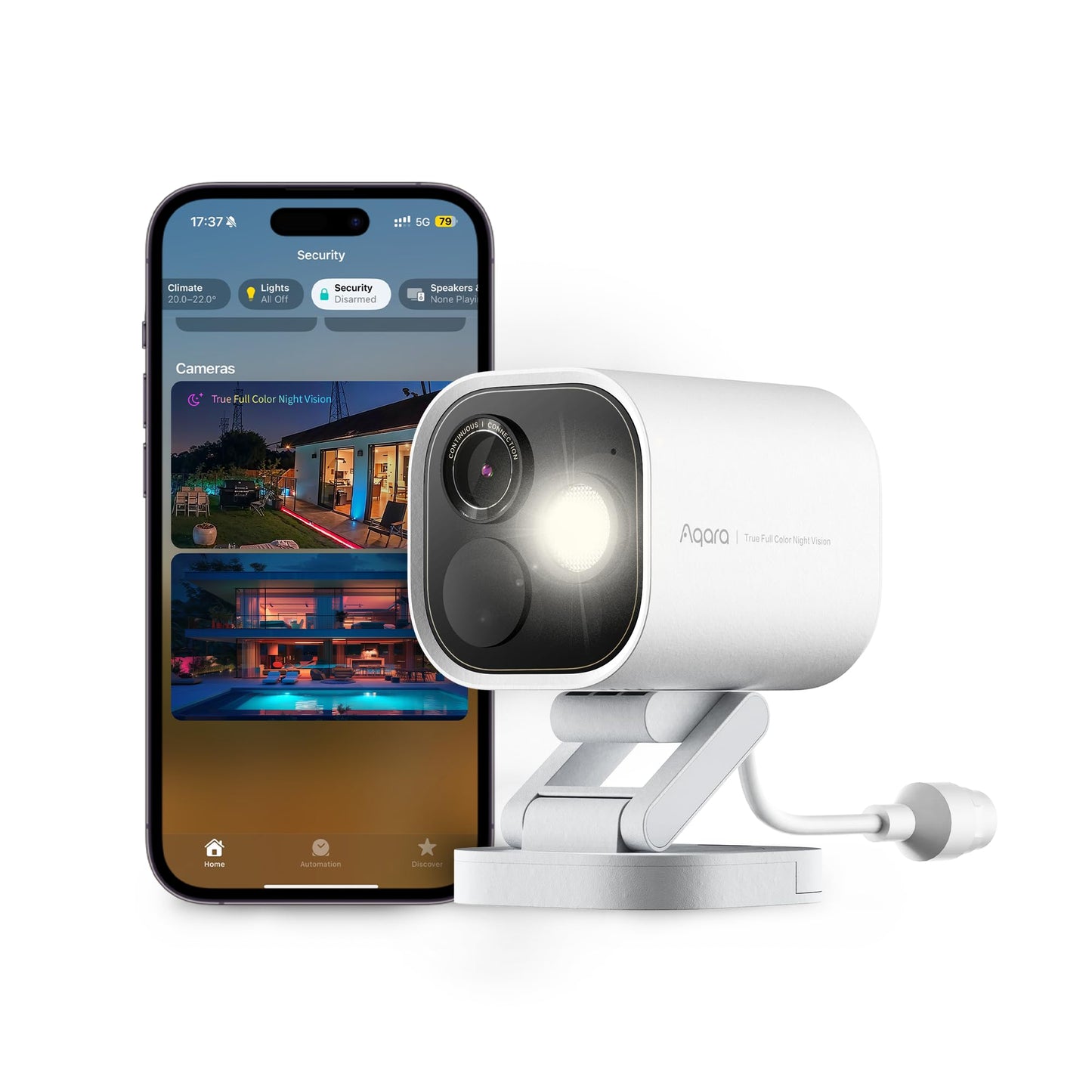 Aqara 4MP Camera Hub G5 Pro PoE, True Color Night Vision Security Camera Outdoor, HomeKit Secure Video, Thread Border Router, Local Detection