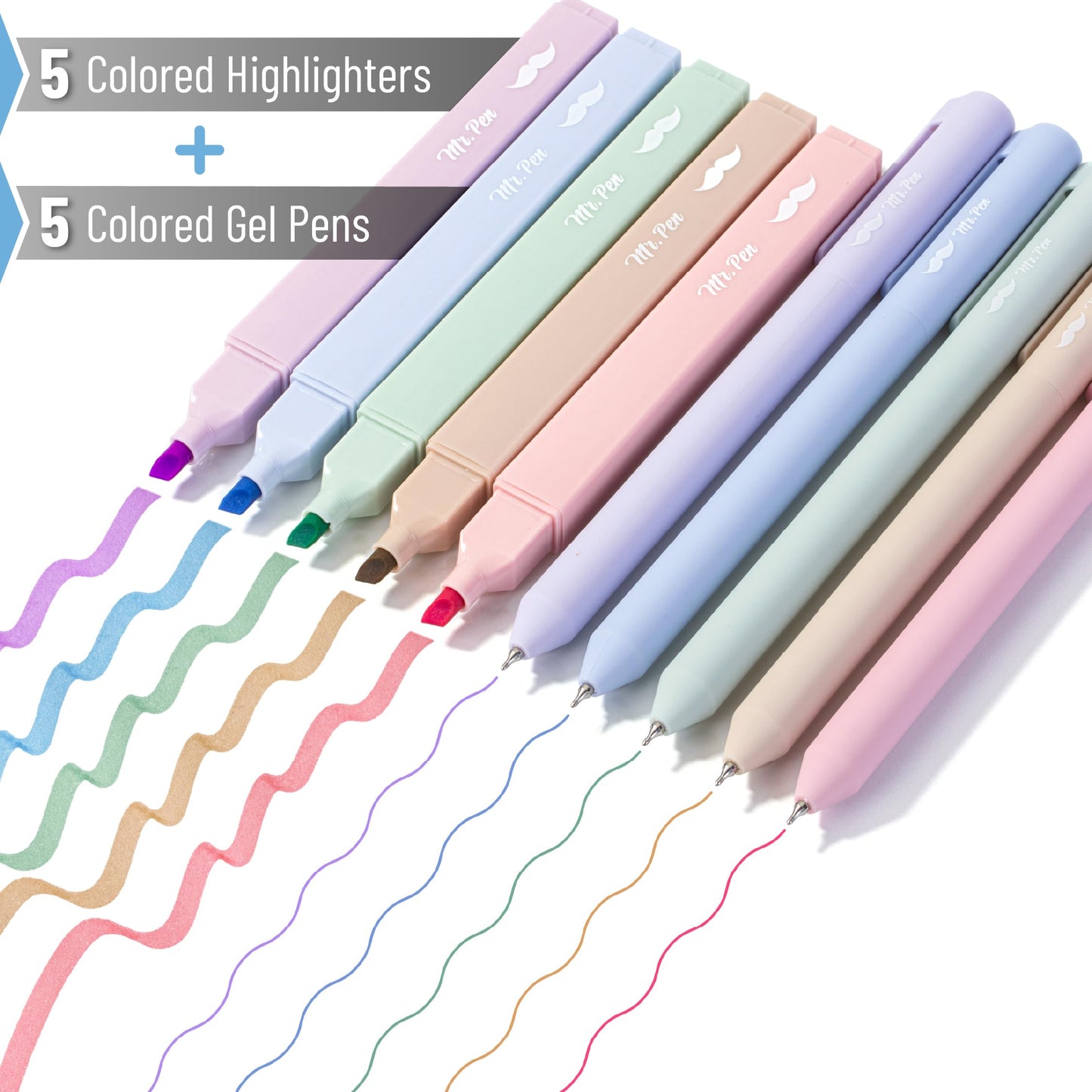 Mr. Pen- Aesthetic Highlighters and Gel Pens, 10 Pack