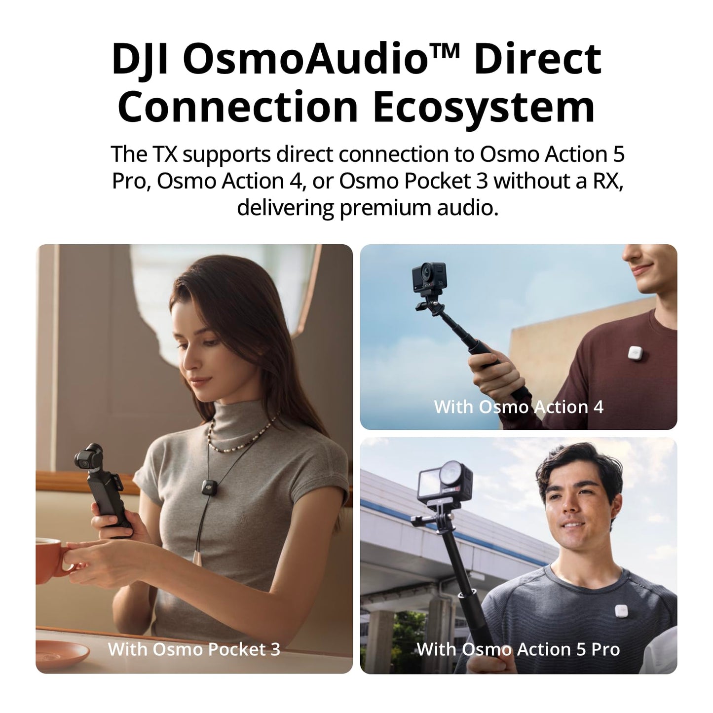 DJI Mic Mini (2 TX + 1 RX + Charging Case) Wireless Lavalier Microphone, Ultralight, Noise Cancelling, Up to 48-Hour Battery Life Bundle with 2 x Deco