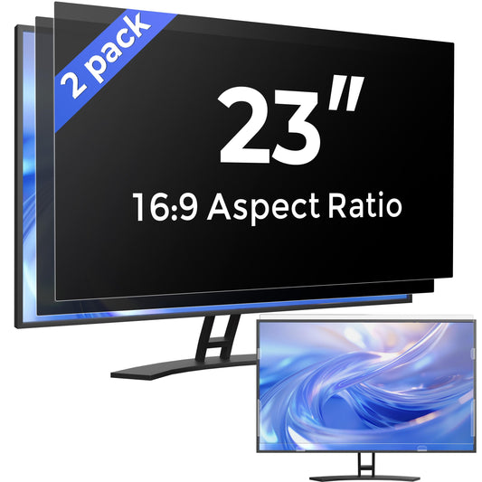 [2 Pack] 23 Inch Computer Privacy Screen Filter for Monitor 16:9 Aspect Ratio, Eye Protection Anti Blue Light Privacy Shield and Anti-Glare Protector
