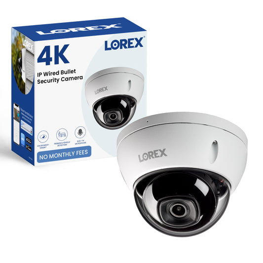 Lorex 4K IP Wired Dome Security Camera | Listen-in Audio | IK10 Vandal Proof Rating | Person and Vehicle Detection | Color Night Vision | IP67