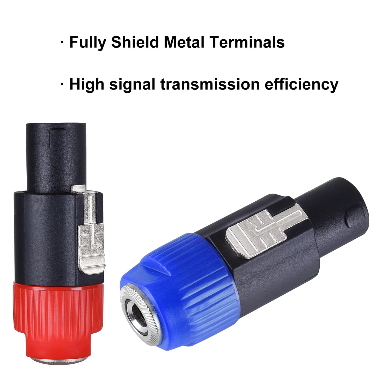 SUNNAREPOON Speakon to 1/4 Adapter Connector - 4 Pack Speak on Male to 1/4 Inch Female Adapters with Twist Lock, NL4FC Connectors to 1/4" TS Mono Plug
