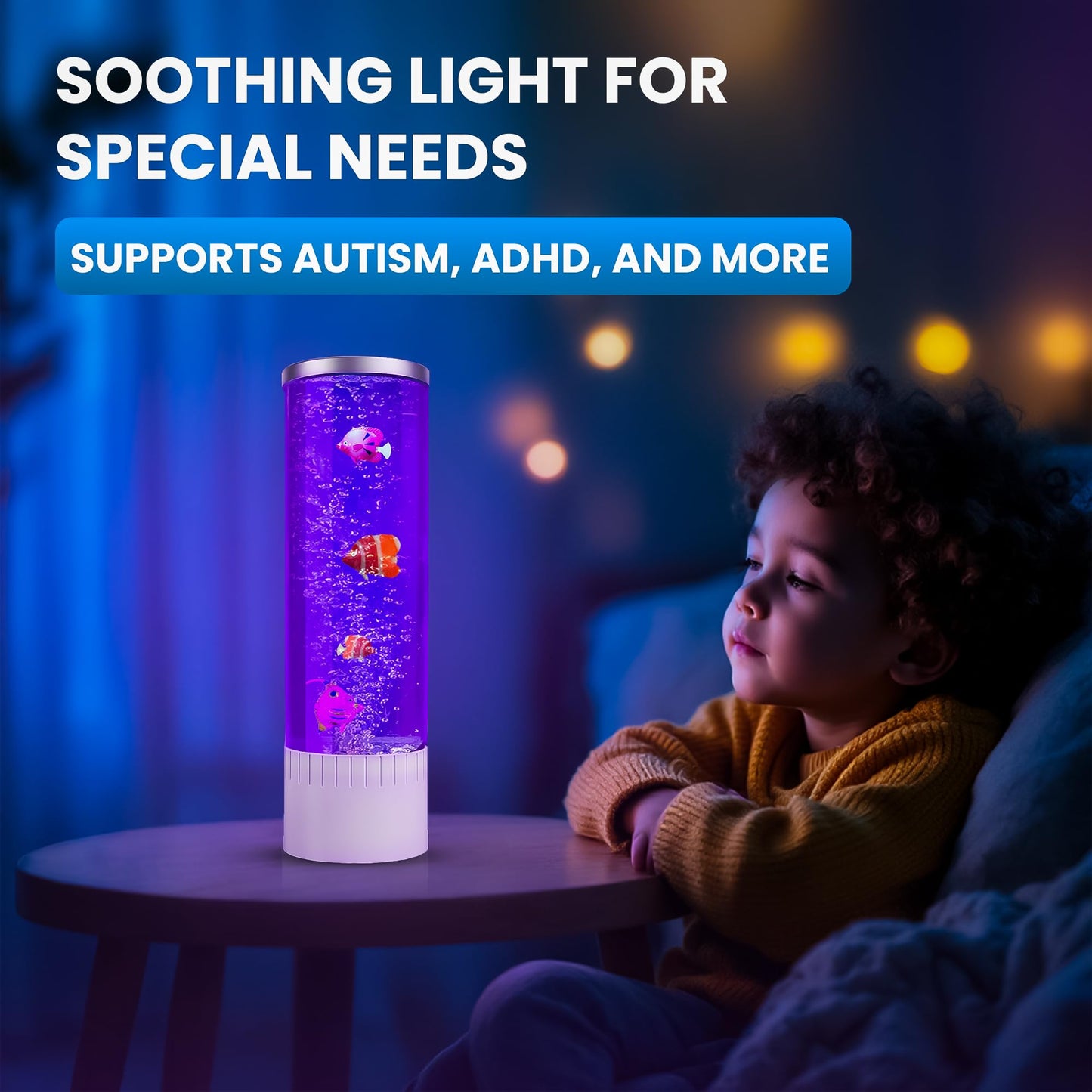 Brewish Bubble lamp | 7 Color Changing LED Lamps | Fake Aquarium Night Light | Artificial Fish Tank with Moving Fishes | Home Decor, Ideal Gift