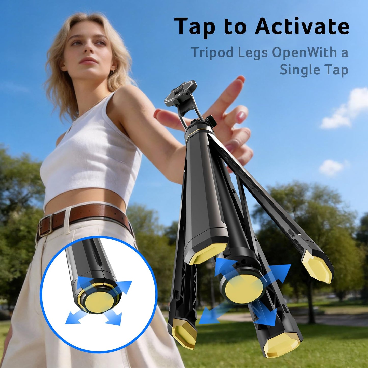 Acer Gadget Magnetic Tripod for iPhone - 70.8” Magnetic Phone Tripod with Auto Open Magnetic Phone Mount Bluetooth Remote Adjustable Height