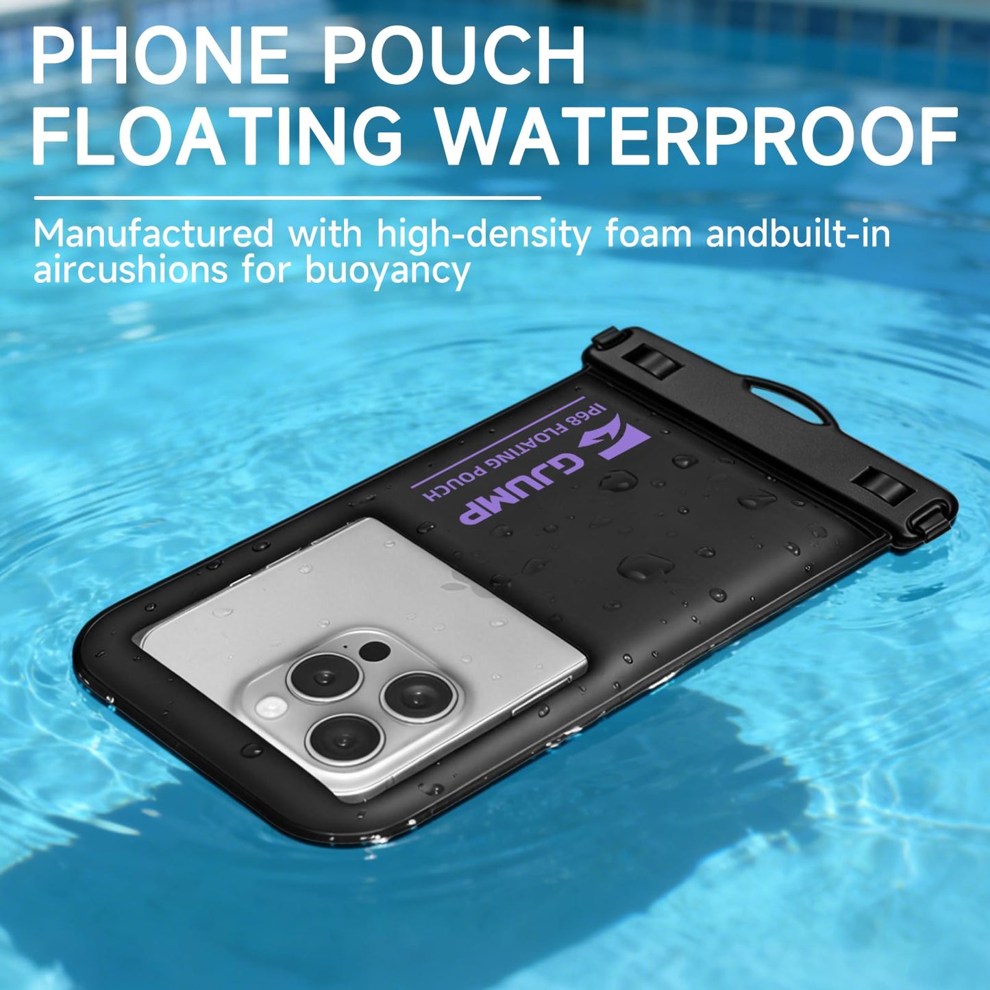 GJUMP Waterproof Phone Pouch Floating, 2 Pack IP68 Dry Bag Cell Phone Case