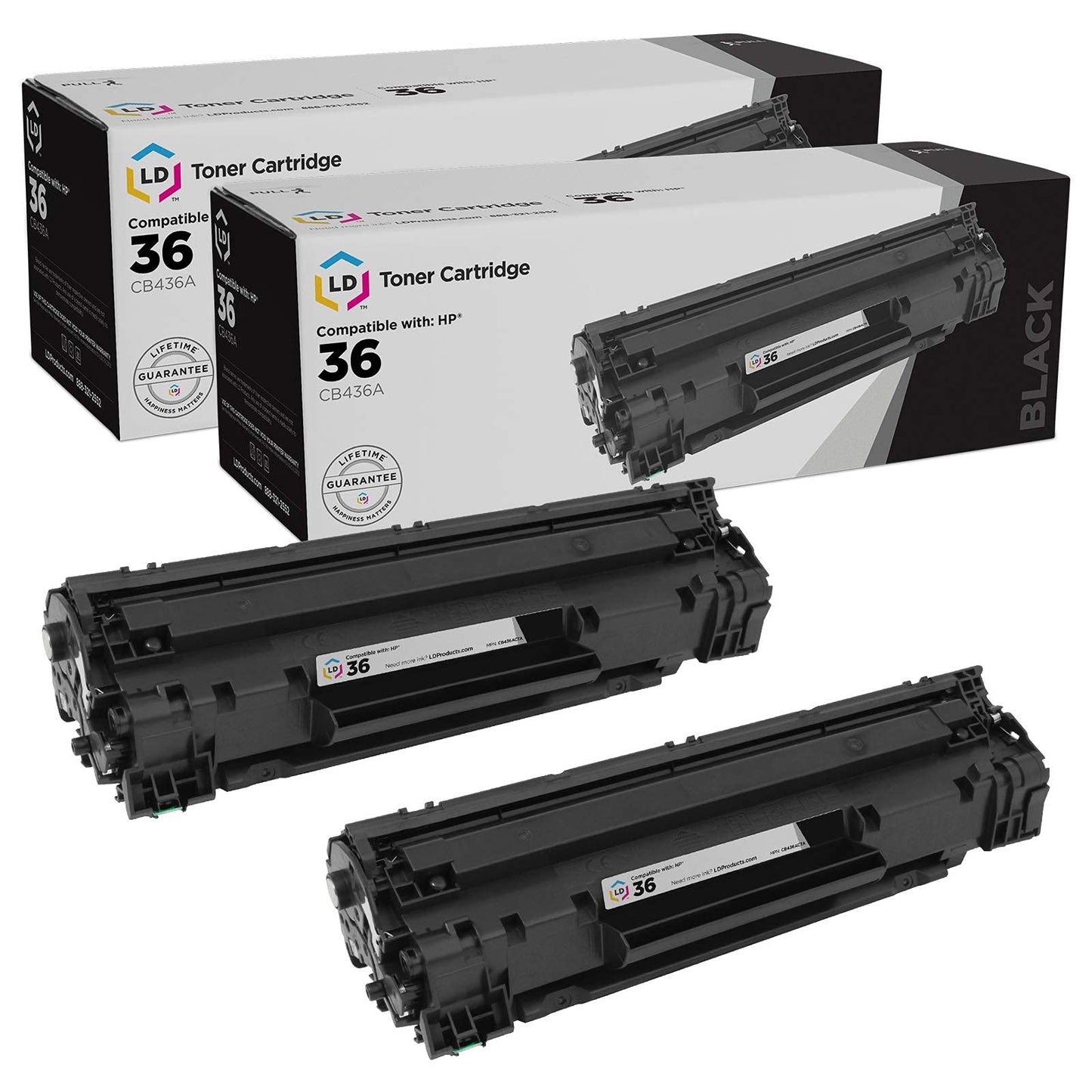 LD Products Compatible Toner Cartridge Replacement for (2-Pack, Black) HP 36A CB436A for use in HP LaserJet Printers M1522n MFP, M1522nf MFP, P1505