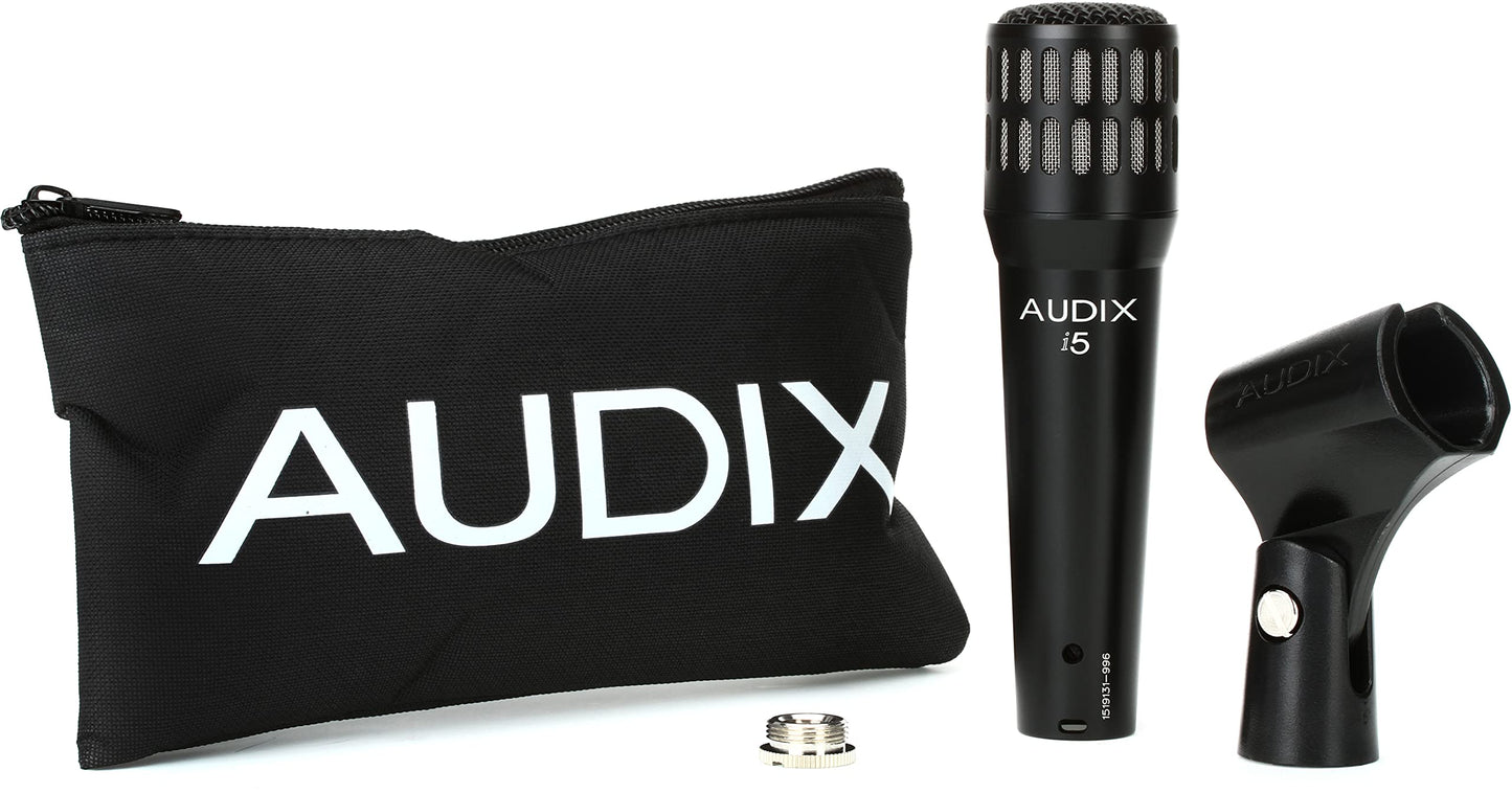 AUDIX i5 Dynamic Instrument Microphone: Pro Snare Mic/Guitar Amp Microphone - Black