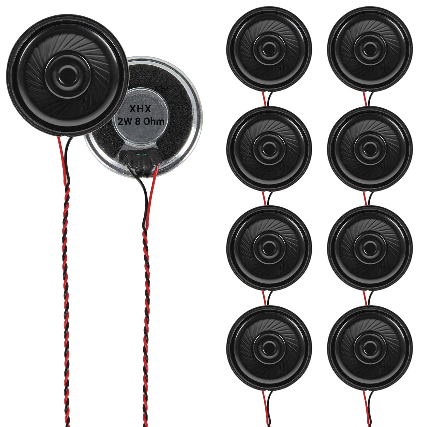 DWEII 10PCS Metal Shell Round Internal Magnet Speaker 2W 8 Ohm for DVD, EVD, Mini Multimedia Loudspeaker