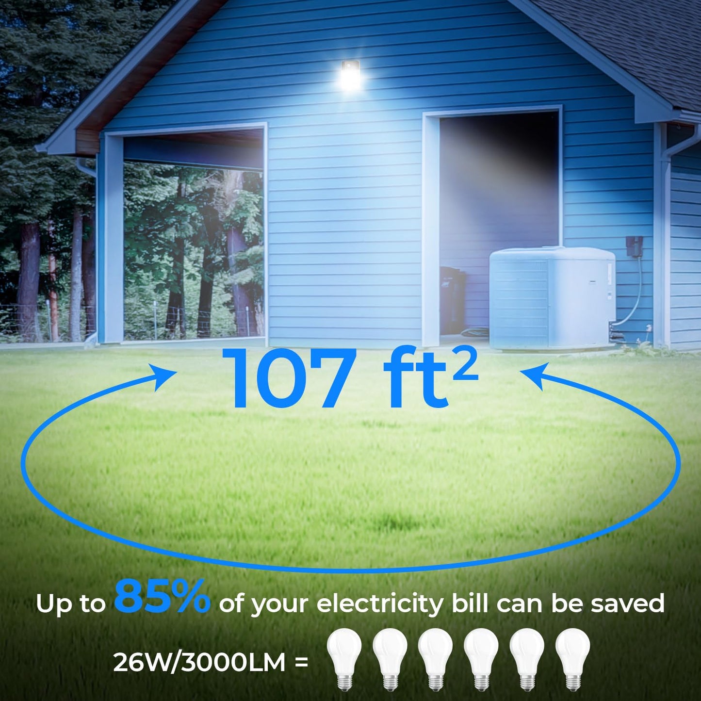 CINOTON 26W LED Wall Pack Light with Dusk to Dawn Sensor, 3000LM [100-277Vac] LED Wall Lights IP65 Waterproof Outdoor Security Flood Lighting