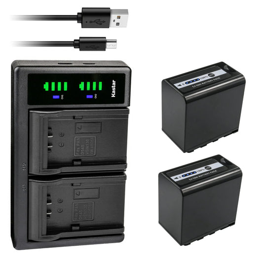 Kastar 2-Pack AG-VBR89G Battery and LTD2 USB Charger Compatible with Panasonic HC-X2 4K Camcorder, Panasonic HC-X20 4K Mobile Camcorder