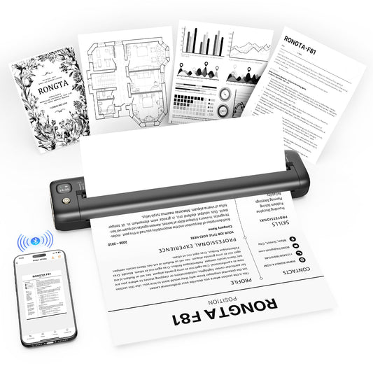 Rongta Portable Printers Wireless for Travel, Bluetooth Mobile Printer, Thermal Inkless Printer for School/Office/Home Use, Compatible