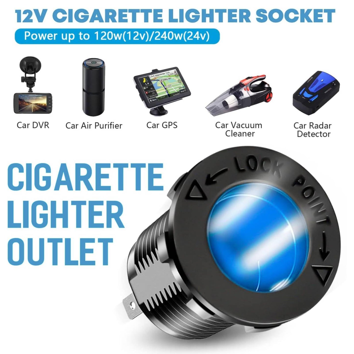 [Upgraded] Cigarette Lighter Socket Outlet Splitter, Quick Charge 3.0 USB Charger Power Outlet with LED, 12V USB Outlet Marine Waterproof Power Panel