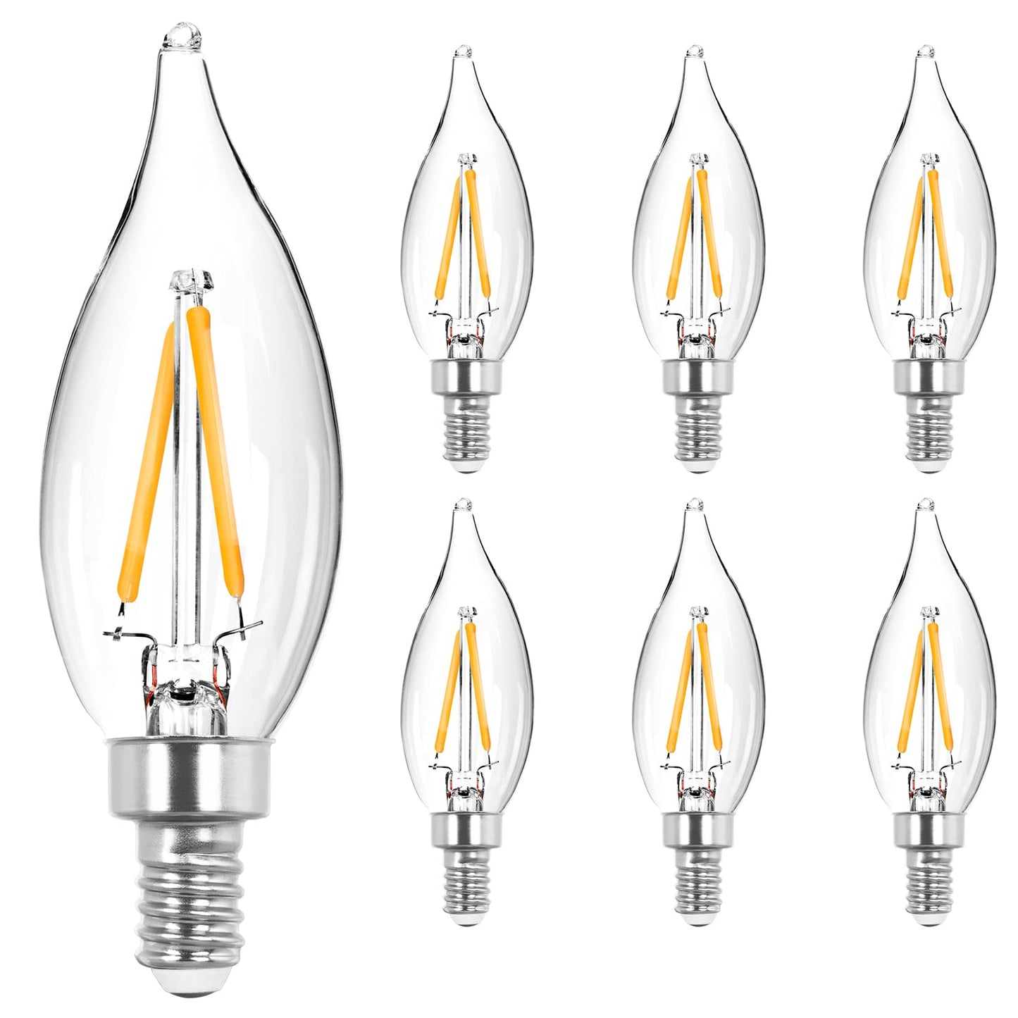 DGE 6x1.5 Watt LED Warm White Ceiling Fan Light Bulbs 20W Equivalent C32 Chandelier Light Bulbs Bright and Lasting 110 Lumen Bent Tip Light Bulb
