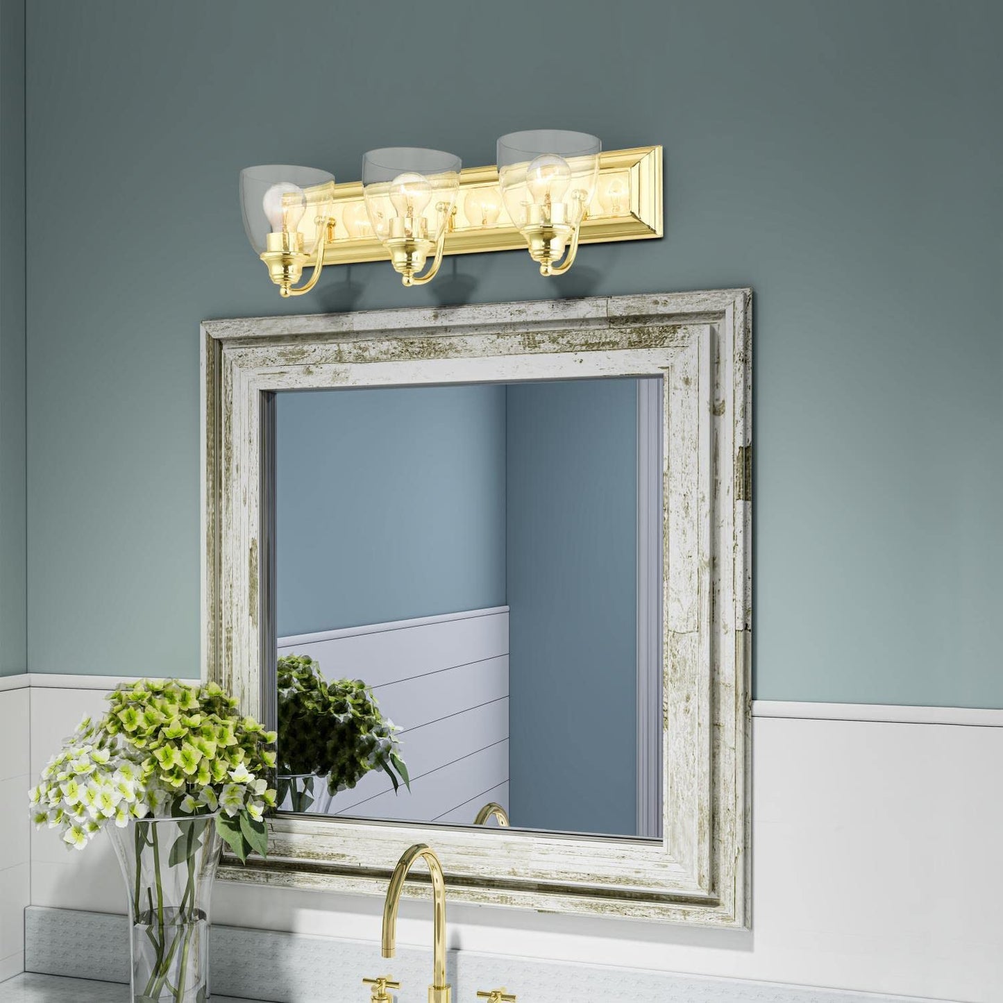 Birmingham - 3 Light Bath Vanity in New Traditional Style - 24 Inches Wide by 7 Inches high-Polished Brass Finish