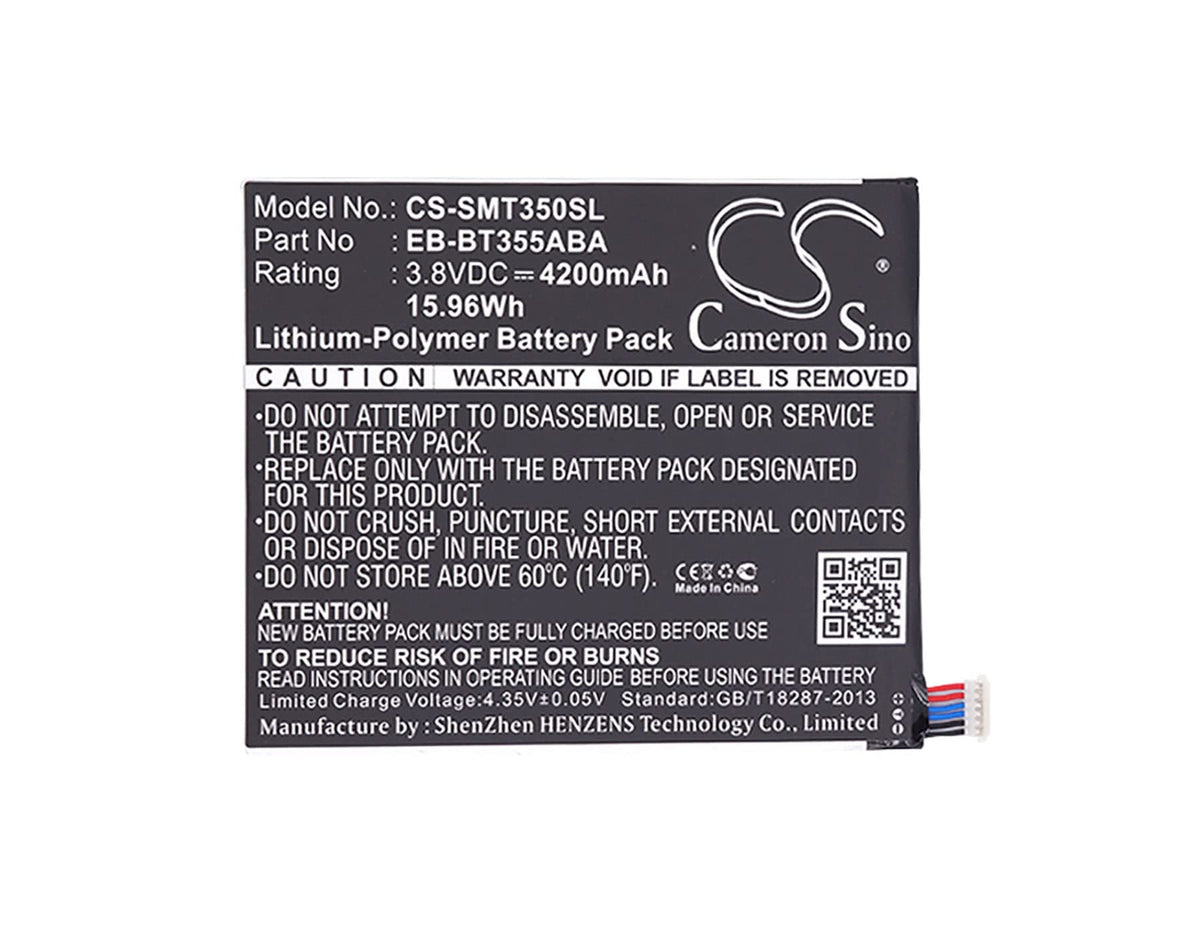Cameron Sino Battery for Samsung Galaxy Tab A 8.0, Galaxy Tab A 8.0 SM-T350, SM-P350, SM-T350 PN:Samsung EB-BT355ABA 4200mAh