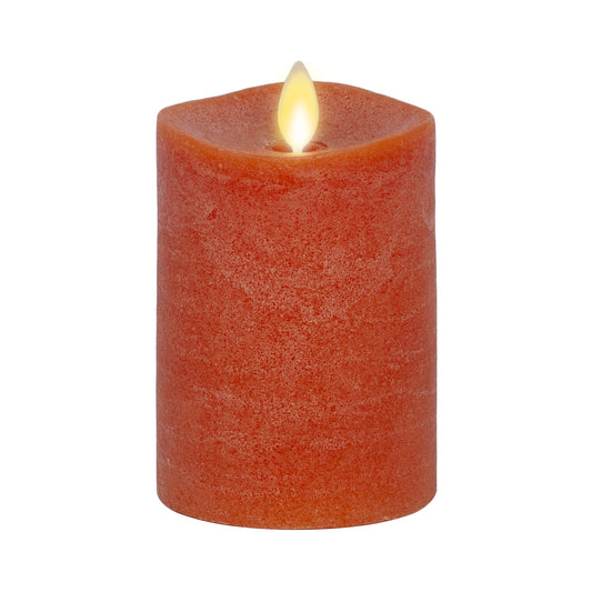 Luminara - Flameless LED Battery Operated Flickering Pillar Candles - Burnt Orange - Pack of 1-3x4.5 - Realistic Moving Flame Real Wax Indoor/Outdoor