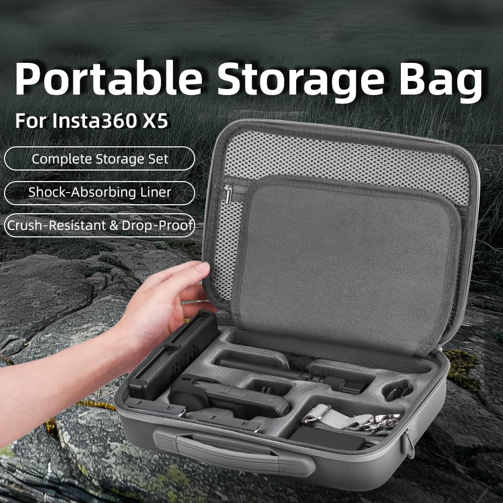 Carrying Hard Case for Insta360 X5, Dual Layer Protective Travel Bag for Insta 360 X4/ X4 Air Camera Basic Bundle Battery Charge Accessories Bullet