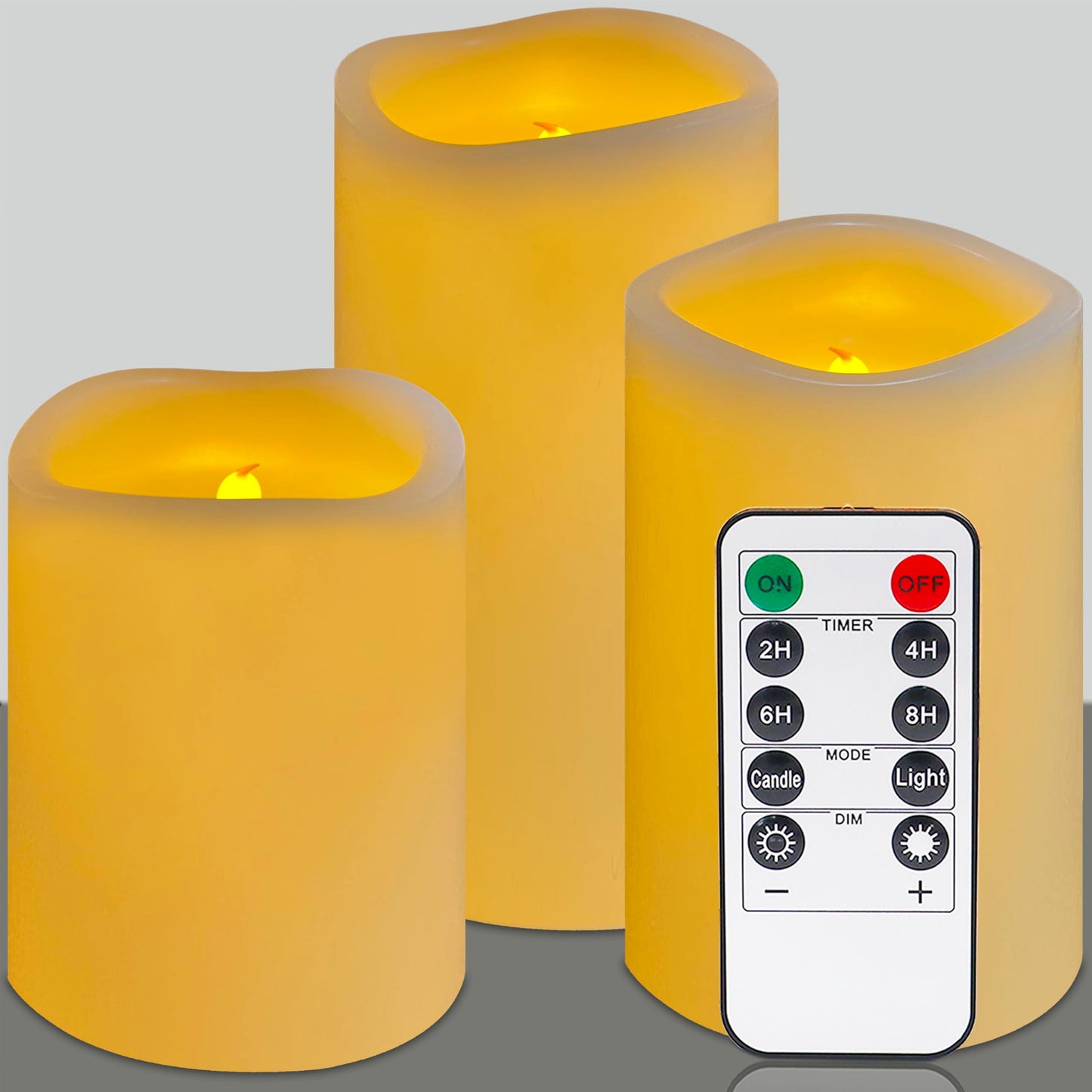HVOPGEEUAN flameless Pillar Candles with Remote,Candles Battery Operated, Led Candles Flickering Real Wax Pack of 3, Christmas Home Wedding Birthday
