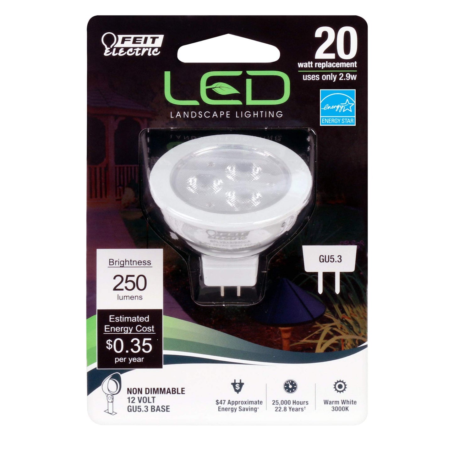 Feit Electric GU5.3 GU5.3 LED Bulb Warm White 20 Watt Equivalence 1 pk
