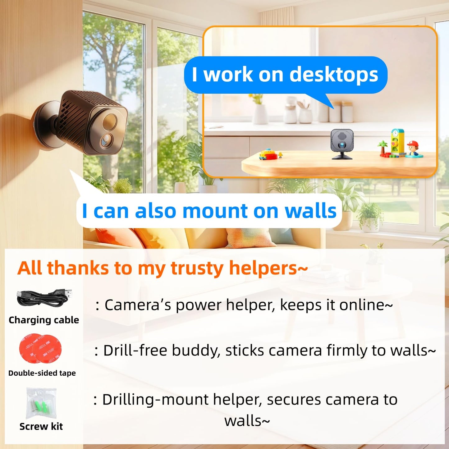 Upgraded Mini Camera 30-Day Battery Life, Wireless Hidden Camera 1080P HD with AI Motion Detection, Auto Night Vision, WiFi Pet, Baby Monitor, Nanny