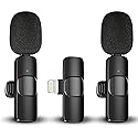 Caymuller Professional Wireless Lavalier Lapel Microphone for iPhone iPad, Mini Lapel Mics Plug-Play 2.4G Ultra-Low Delay Noise Reduction Chip for