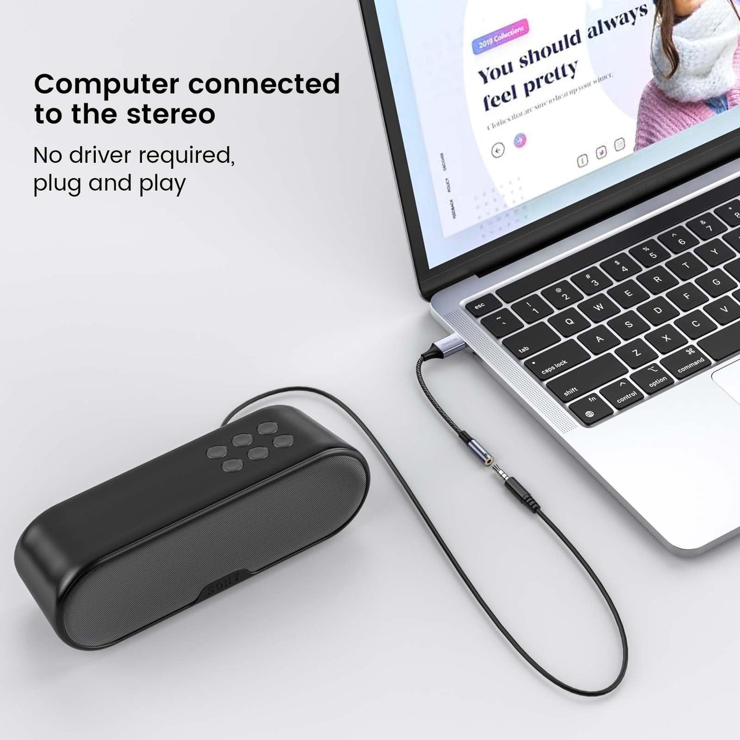 MOSWAG USB to 3.5mm Jack Audio Adapter 0.65Feet/20cm, External Sound Card Support Mic TRRS Headset with 3.5mm Aux Stereo Converter Compatible