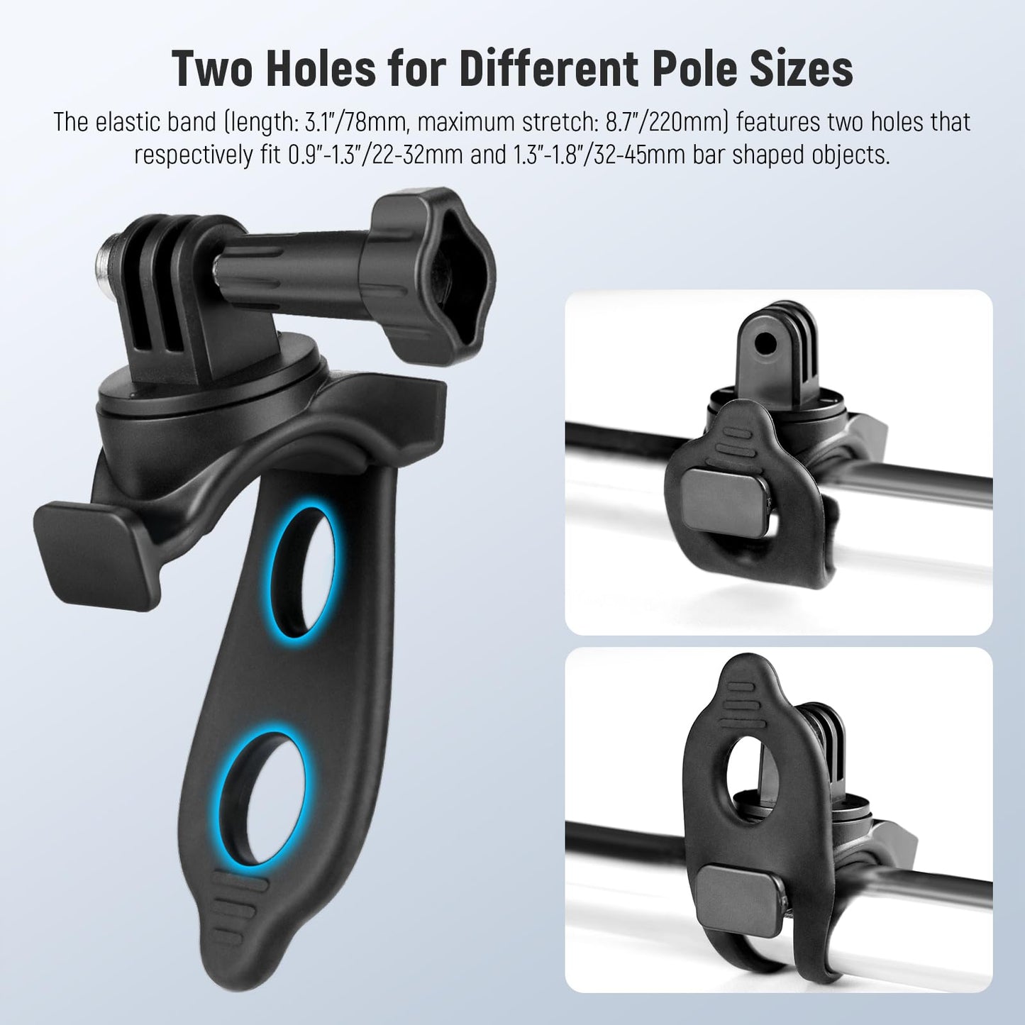 NEEWER Flexible Mount Wrap Band Compatible with GoPro DJI Insta360 Action Cameras, Motorcycle Bike Handlebar Roll Bar Tube Clip Holder Bracket