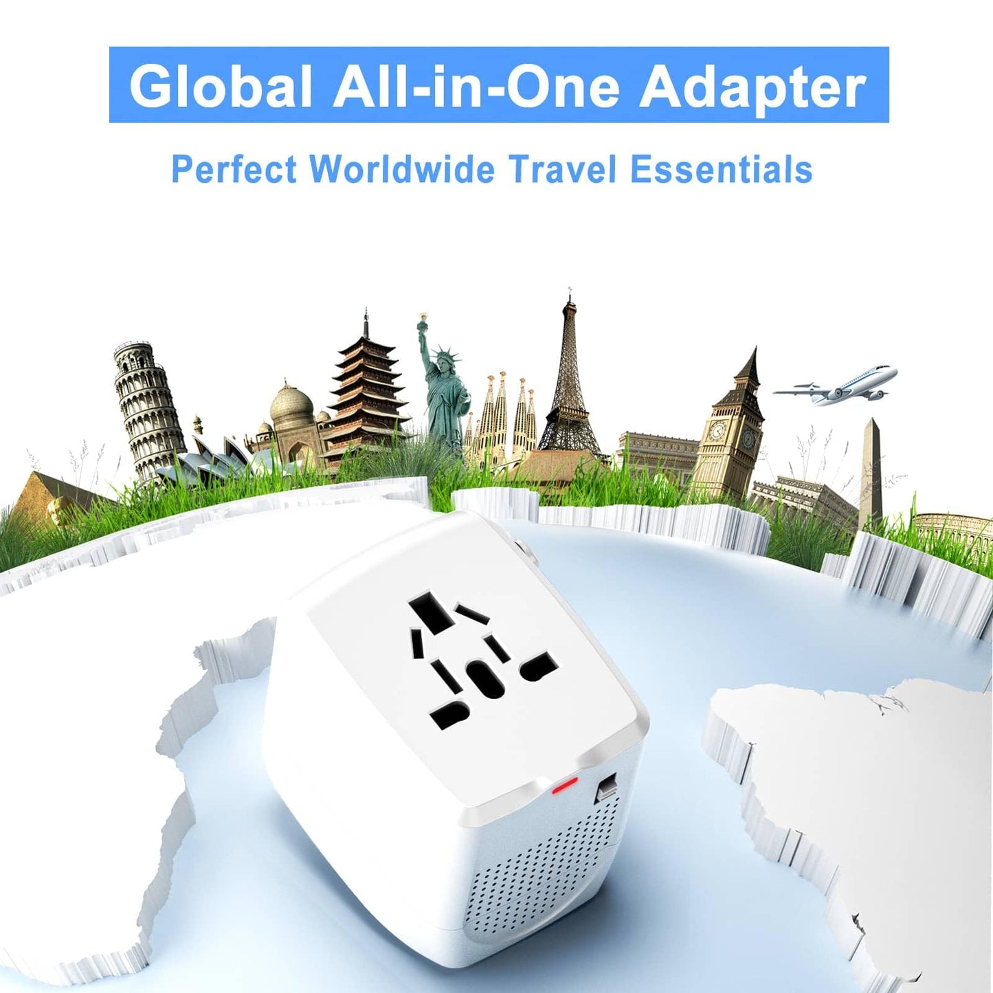 Adaptador de viaje internacional convertidor de voltaje escalones hacia abajo 220V a 110V para teléfonos celulares, portátiles y rizadores, Estados…