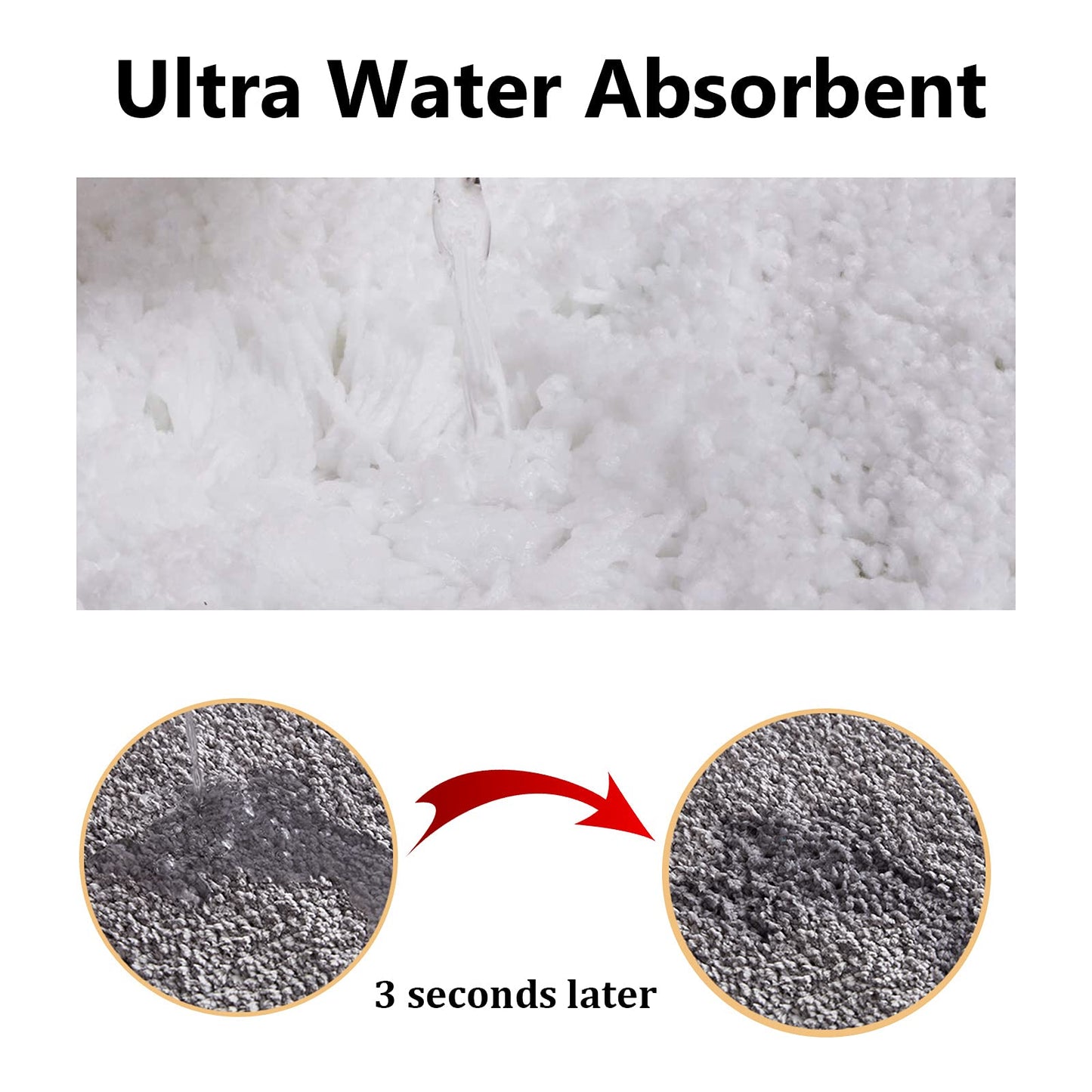 Bath Mat Bathroom Rug Curved Bath Rug Semi Circular Shower Mat Non Slip Kitchen Durable - White 40*75CM