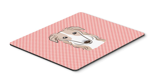 Caroline's Treasures BB1228MP Checkerboard Pink Borzoi Mouse Pad, Hot Pad or Trivet for Home Office Gaming Working Computers Laptop Mouse Mat,Washable
