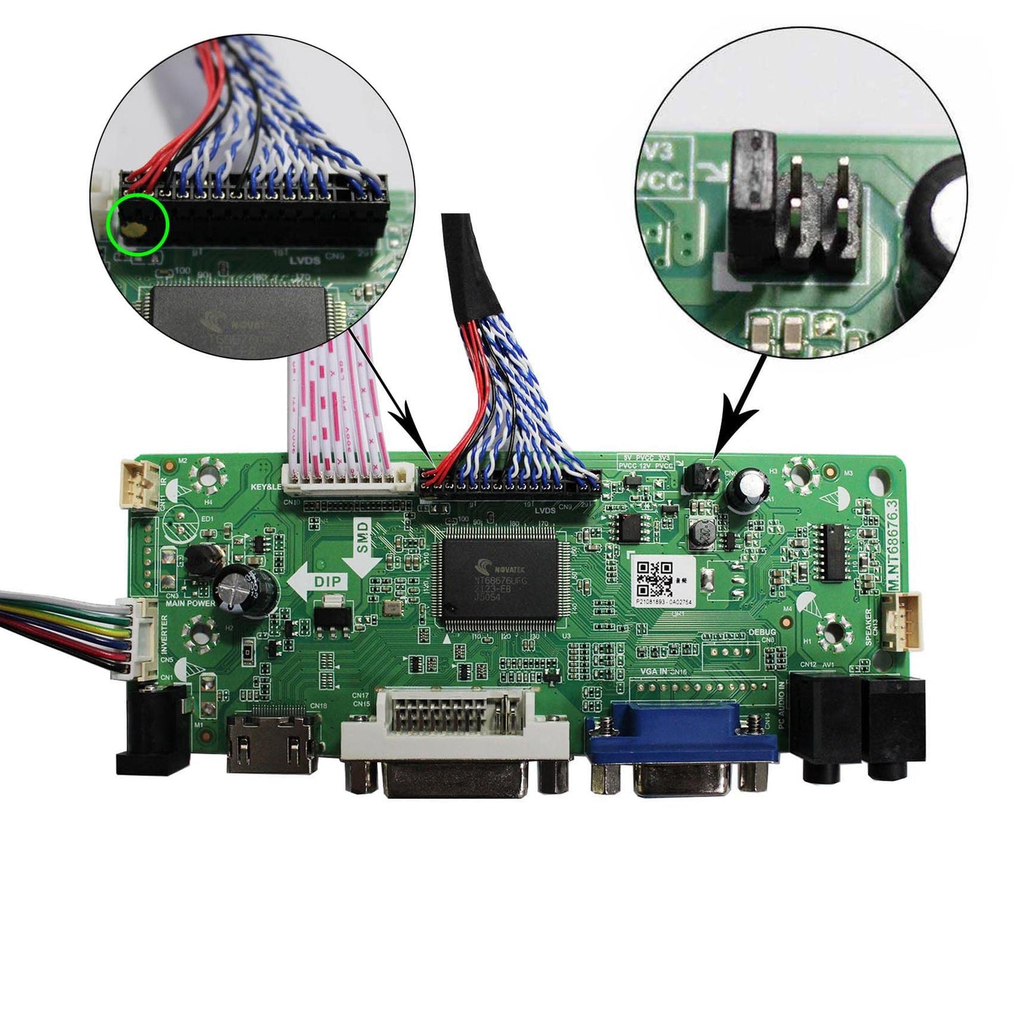 FanyiTek DVI VGA Audio Controlller Kit for 15" 1024x768 2Pin 4CCFL Backlight 20Pin LVDS LCD Screen LTM150XH LTA150B850F LQ150X1LW71N LQ150X1LW73