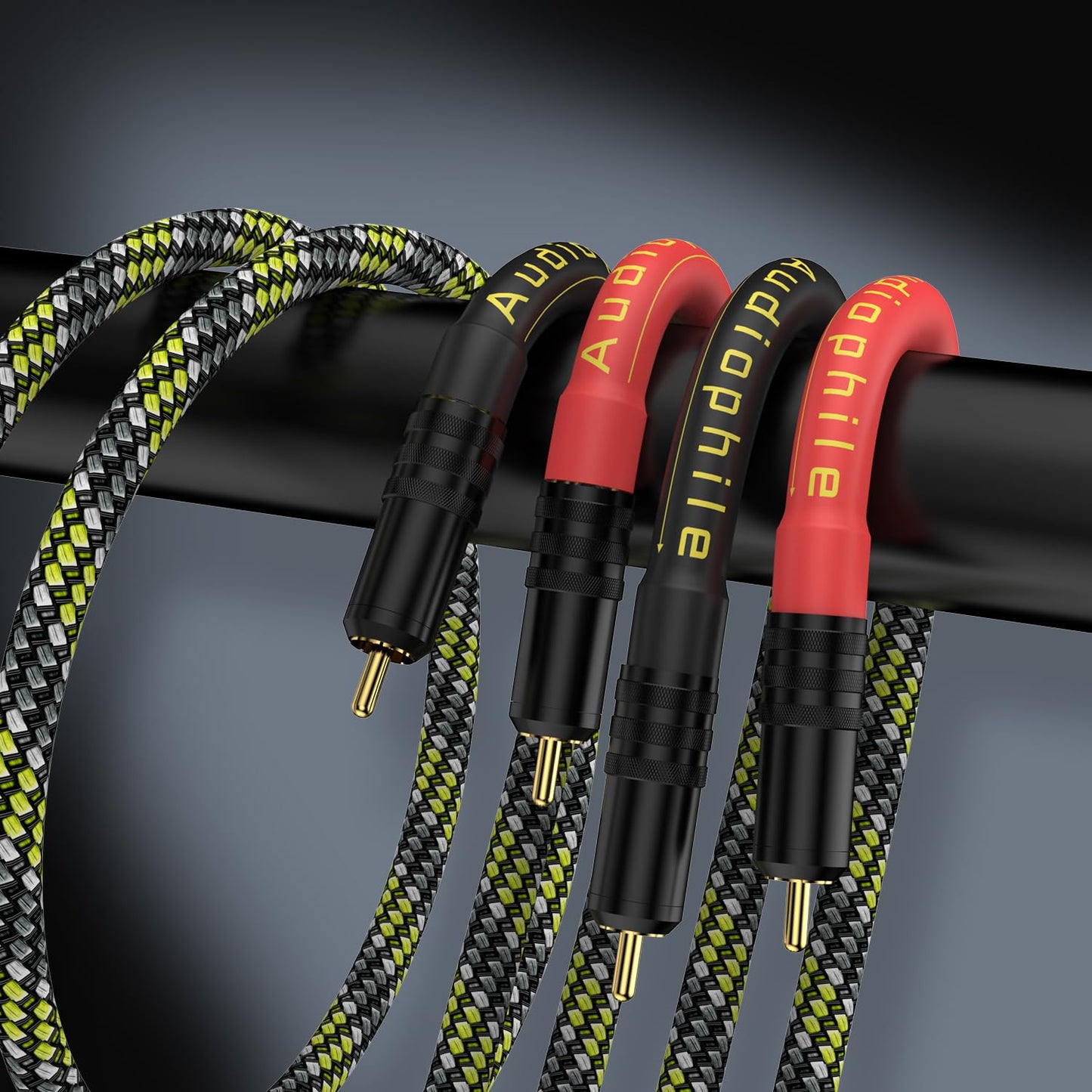 Moonsaudio HiFi Interconnect Cable 2RCA Male to Dual RCA Male AV Cables,Digital & Analogue Subwoofer Stereo Audio Cable for Home