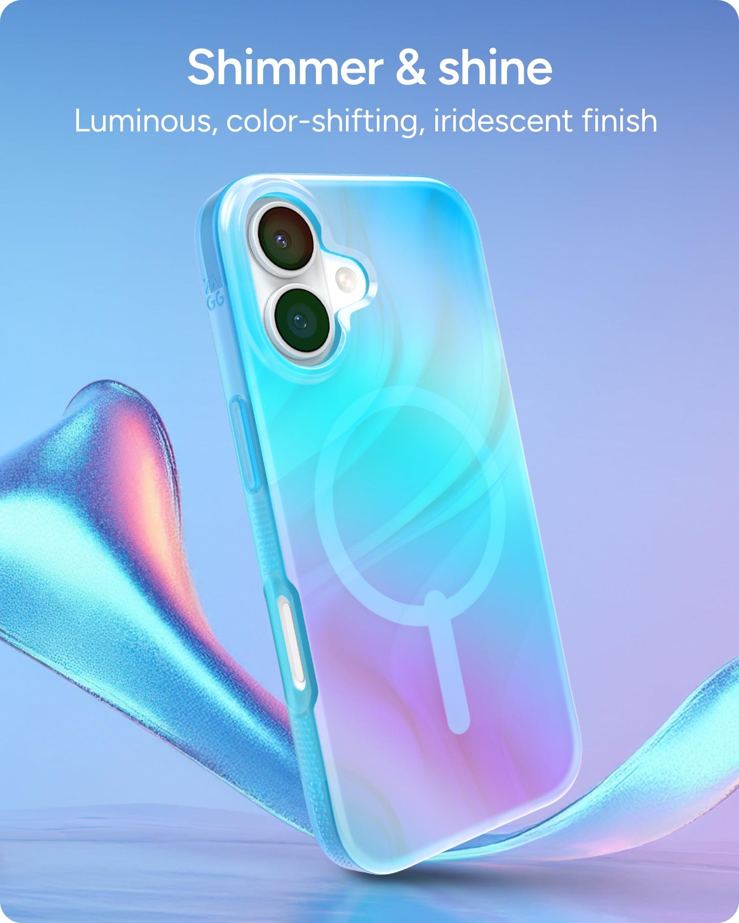 ZAGG Milan Snap Case for iPhone 17 - Deep Aurora, Graphene Strengthened Phone Case with Drop Protection (13ft/4m), Textured Edges & Sparkle Design