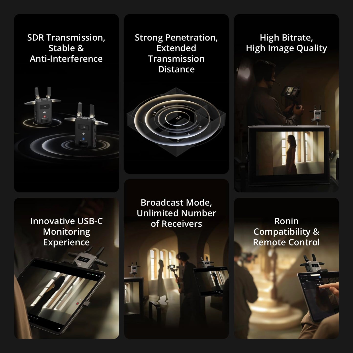DJI SDR Transmission Combo, 3 km/10,000 ft 1080p/60fps SDR Wireless Video Transmission, Transmitter & Receiver, Stable & Anti-Interference, Wireless