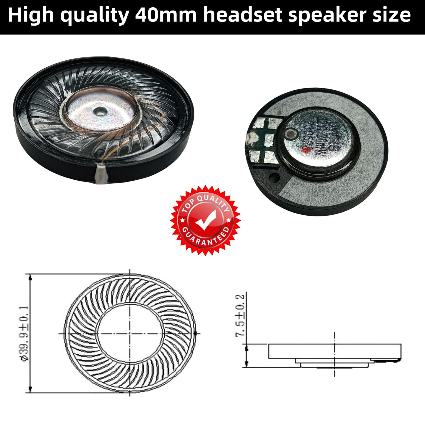 KOMITASUI High Performance Headphone Speaker, 40mm 32ohm Headset Speaker Driver Compatible with Most Headphones - 2 Packs